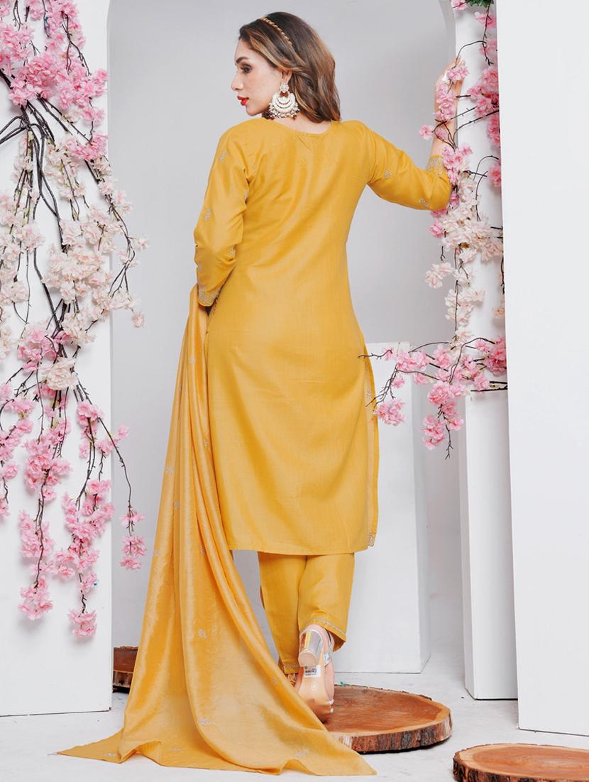 women three quarter sleeve kurta pant with dupatta set - 22014197 - Standard Image - 2