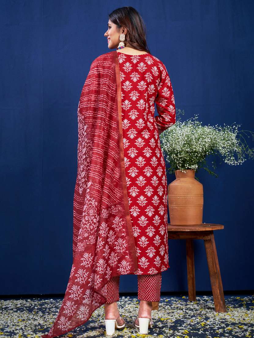 women three quarter sleeve kurta pant with dupatta set - 22014203 -  Standard Image - 2