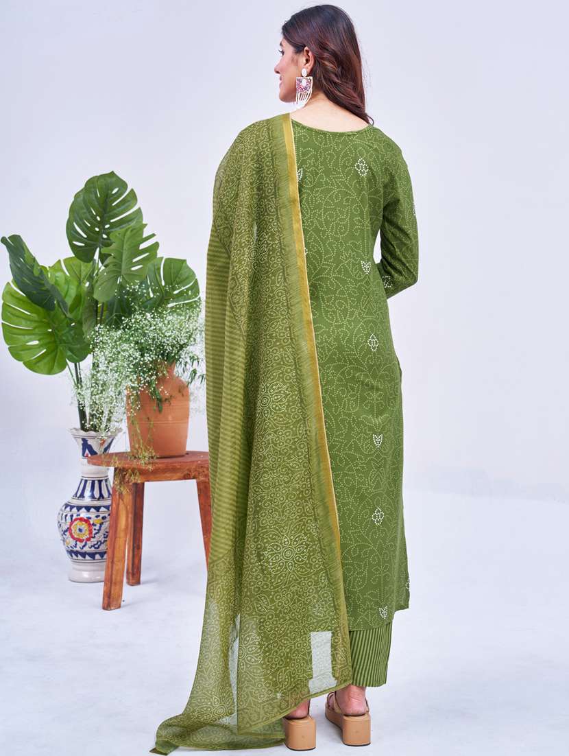 women three quarter sleeve kurta pant with dupatta set - 22014207 -  Standard Image - 2