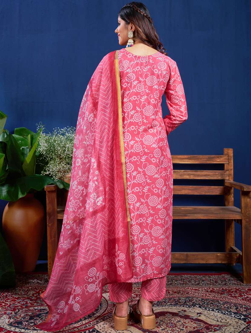 women three quarter sleeve kurta pant with dupatta set - 22014209 - Standard Image - 2