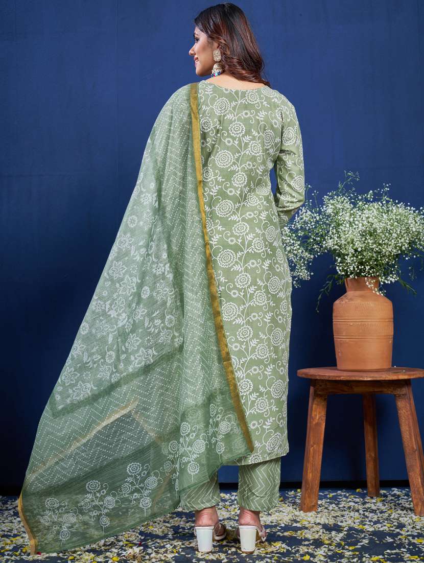 women three quarter sleeve kurta pant with dupatta set - 22014210 -  Standard Image - 2