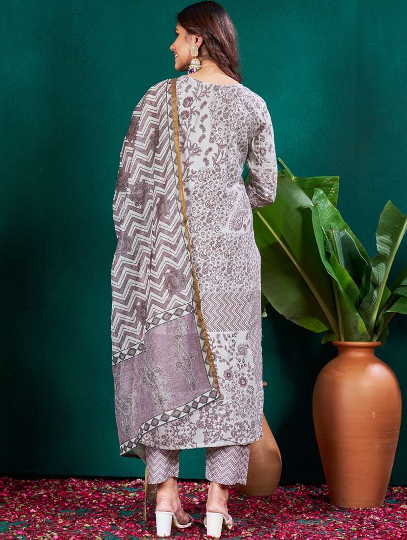 women three quarter sleeve kurta pant with dupatta set - 22014212 - Standard Image - 2