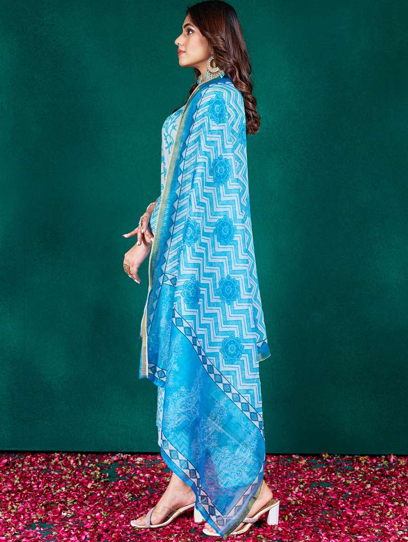 women three quarter sleeve kurta pant with dupatta set - 22014214 - Standard Image - 2