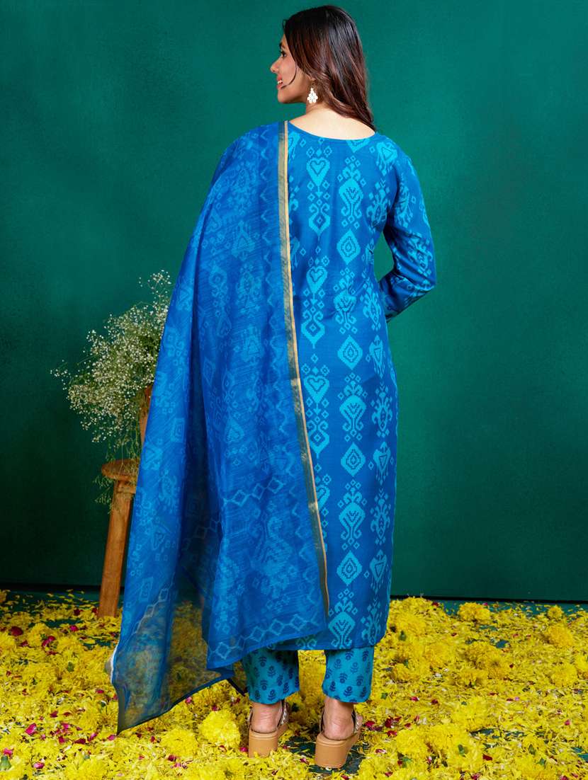 women printed long sleeve kurta pant with dupatta set - 22014230 - Standard Image - 2