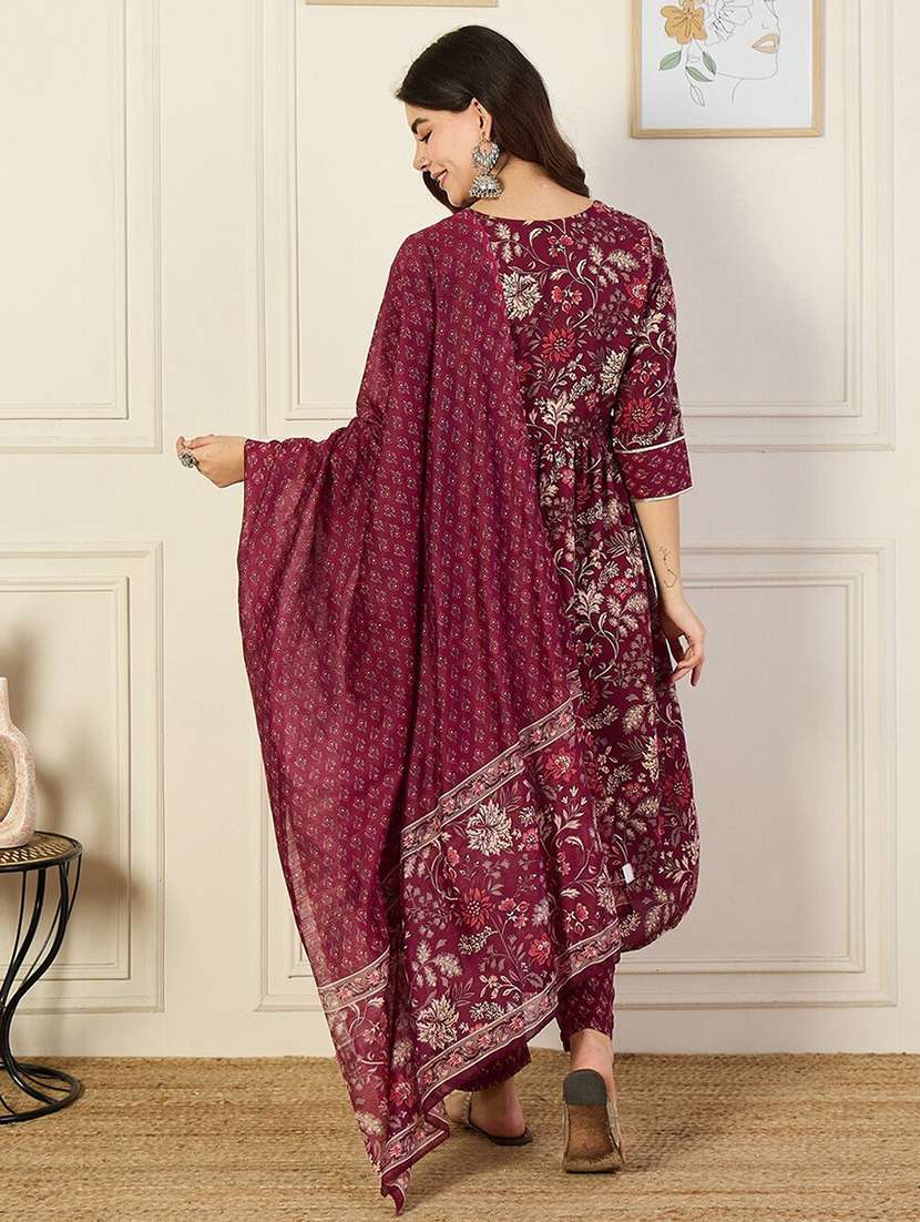 women three quarter sleeve kurta pant with dupatta set - 22014303 - Standard Image - 2