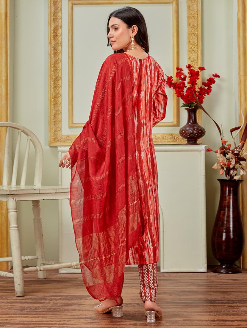 women three quarter sleeve kurta pant with dupatta set - 22014309 - Standard Image - 2