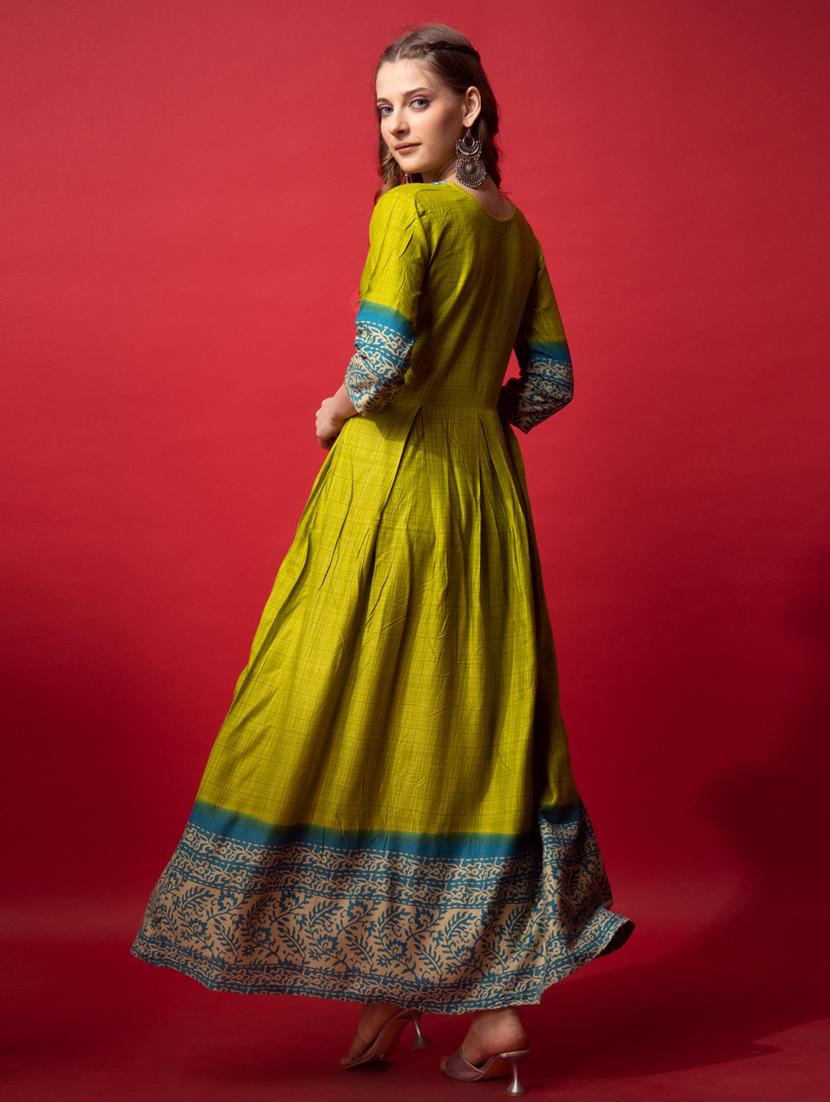 women printed three quarter sleeve anarkali kurta - 22014315 - Standard Image - 2