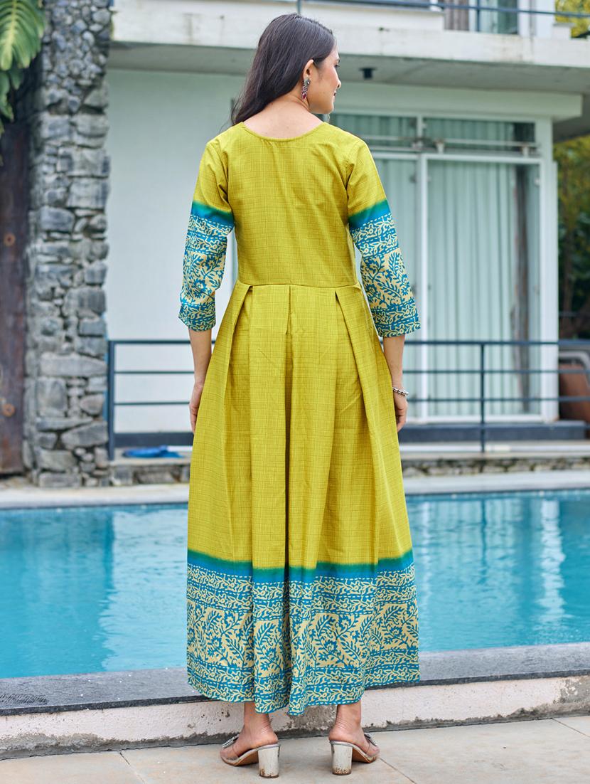 women printed three quarter sleeve anarkali kurta - 22014343 - Standard Image - 2