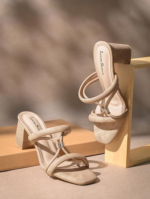 women solid slip on block heel sandal - 22014348 - Standard Image - 0