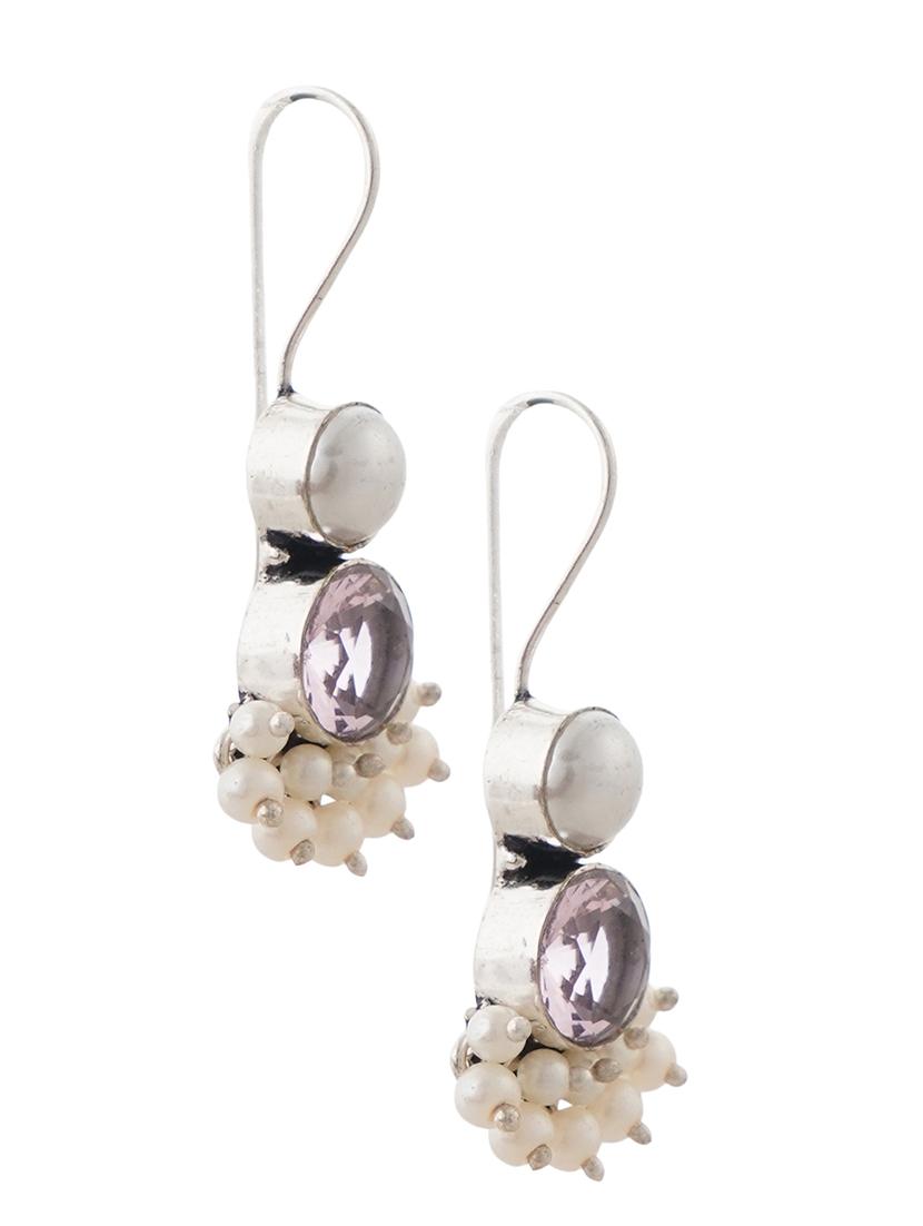drop earrings stone studded beaded - 22014452 - Standard Image - 2