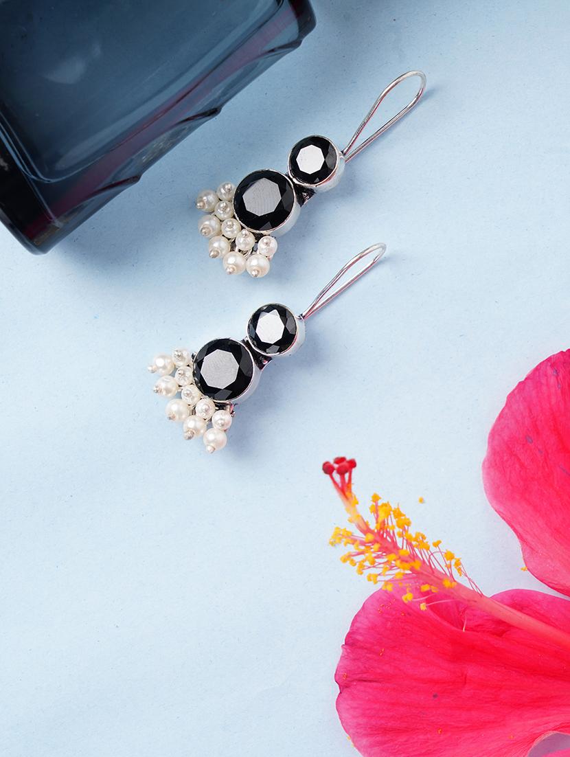 black & silver toned classic design crystal drop earrings - 22014455 -  Zoom Image - 0