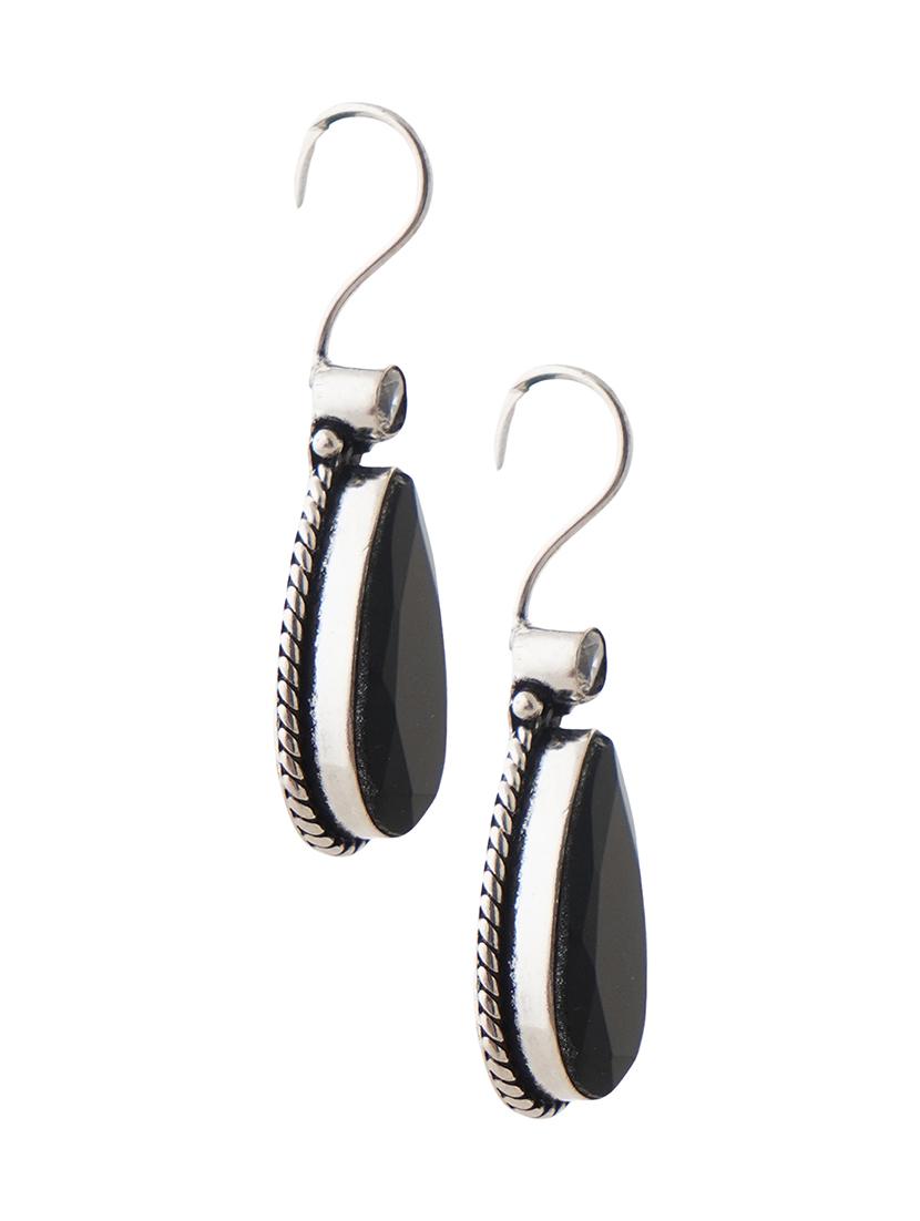 black & silver toned classic design crystal drop earrings - 22014472 - Standard Image - 2