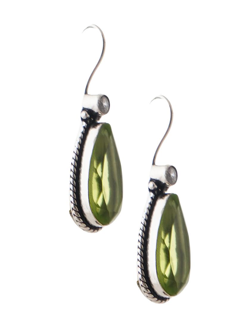 green & silver toned classic design crystal drop earrings - 22014477 - Standard Image - 2