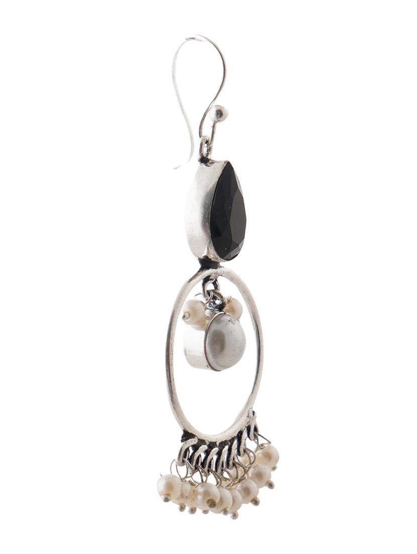 crystals studded and beaded circular drop earrings - 22014490 - Standard Image - 2