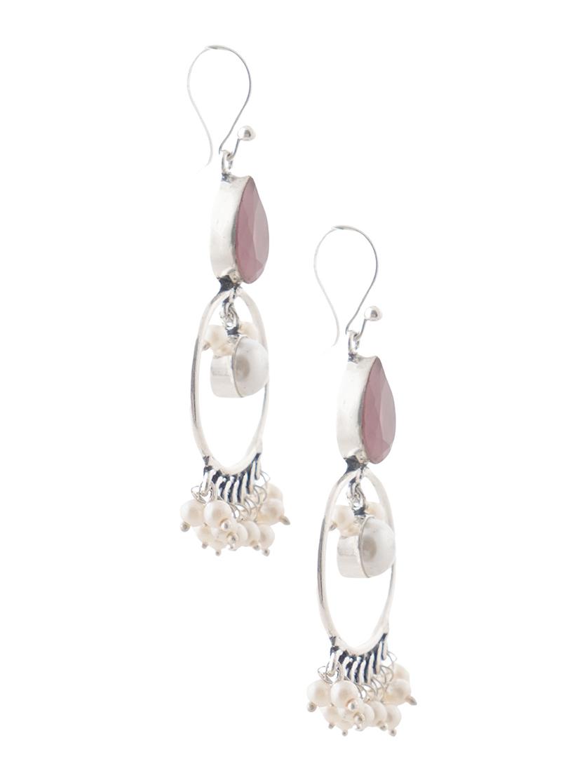 crystals studded and beaded circular drop earrings - 22014498 - Standard Image - 2