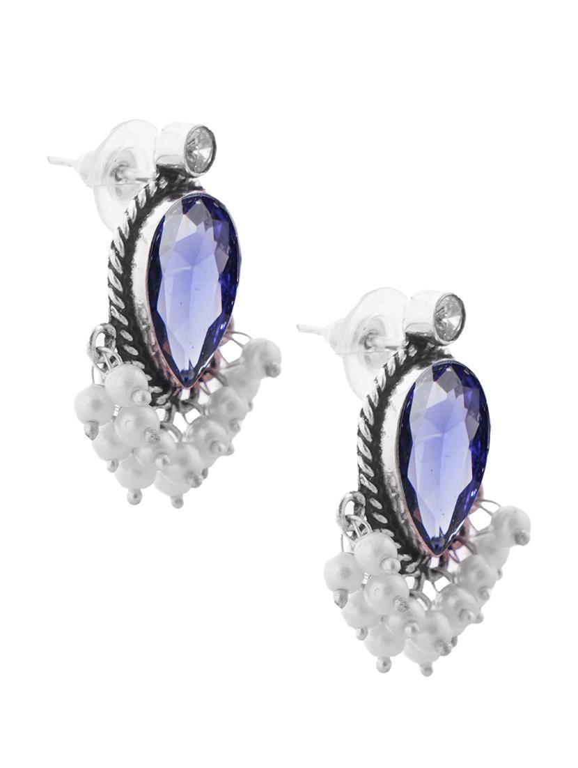 crystals studded and beaded circular stud earrings - 22014503 - Standard Image - 2