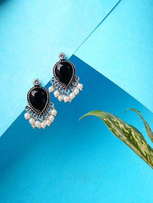 crystals studded and beaded circular stud earrings - 22014507 - Standard Image - 0