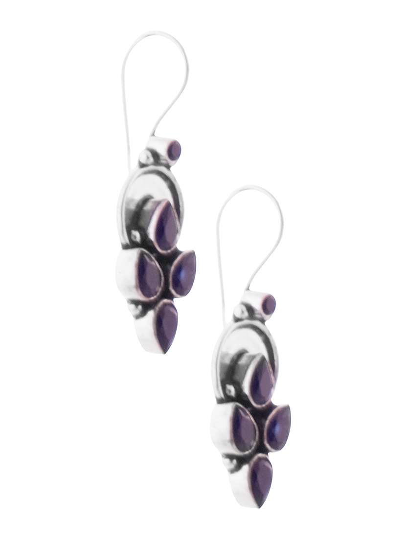 blue & silver toned classic design crystal drop stylish earring - 22014508 -  Standard Image - 2