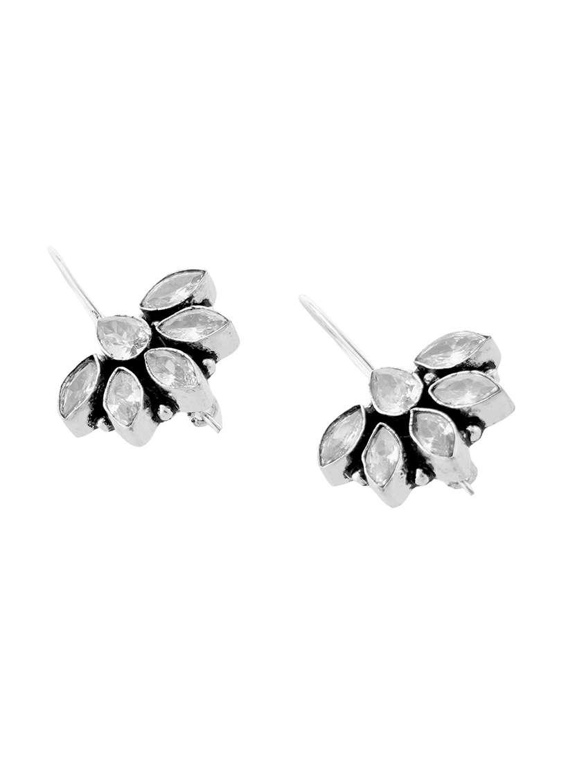 silver toned classic design crystal drop stylish earring - 22014511 -  Standard Image - 2
