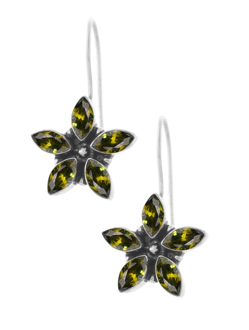 yellow & silver toned classic design crystal drop stylish earrings - 22014514 -  Standard Image - 2