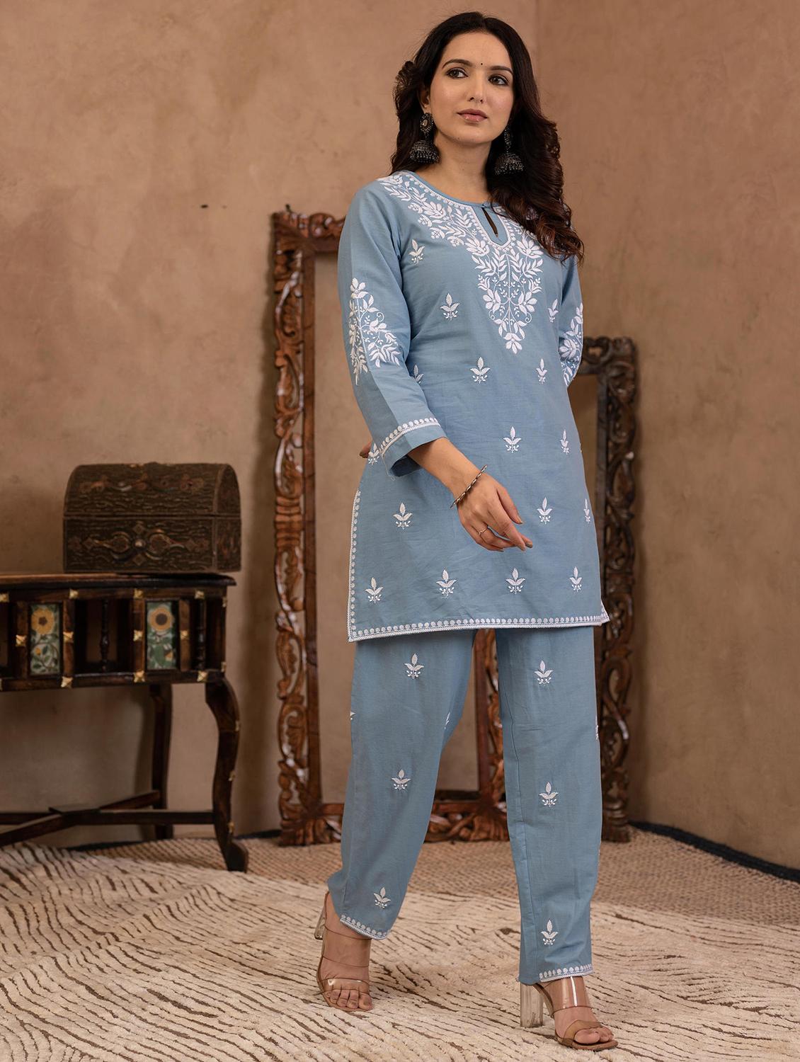 women three quarter sleeve ethnic co-ord set - 22014584 - Standard Image - 2