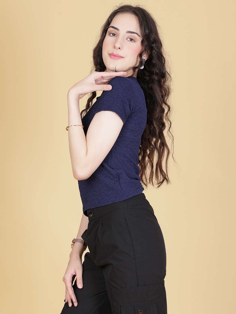 women solid short sleeve regular fit t-shirt - 22014620 - Standard Image - 2