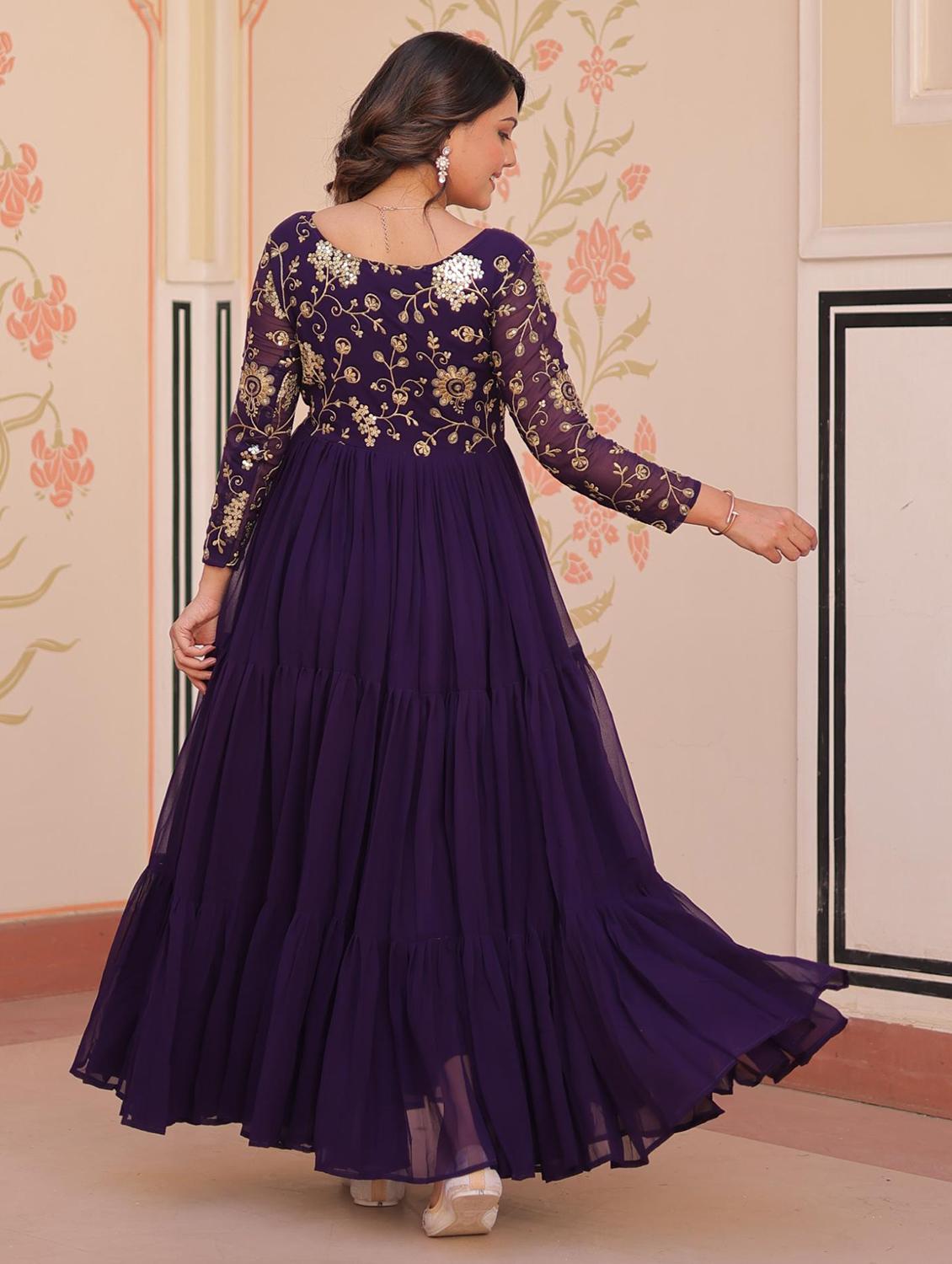 women solid with work square neck tiered ethnic dress - 22014724 - Standard Image - 2