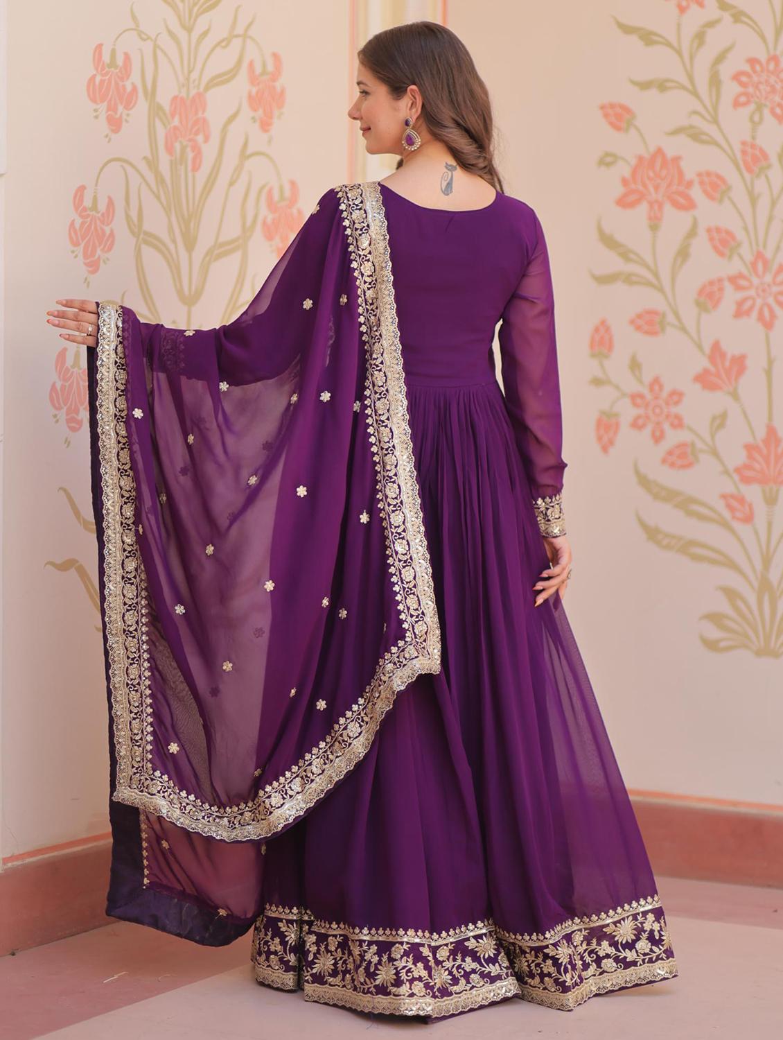 women embroidered long sleeve anarkali kurta dupatta set - 22014728 - Standard Image - 2