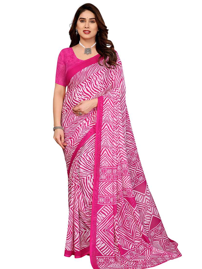 women printed casual wear saree with blouse