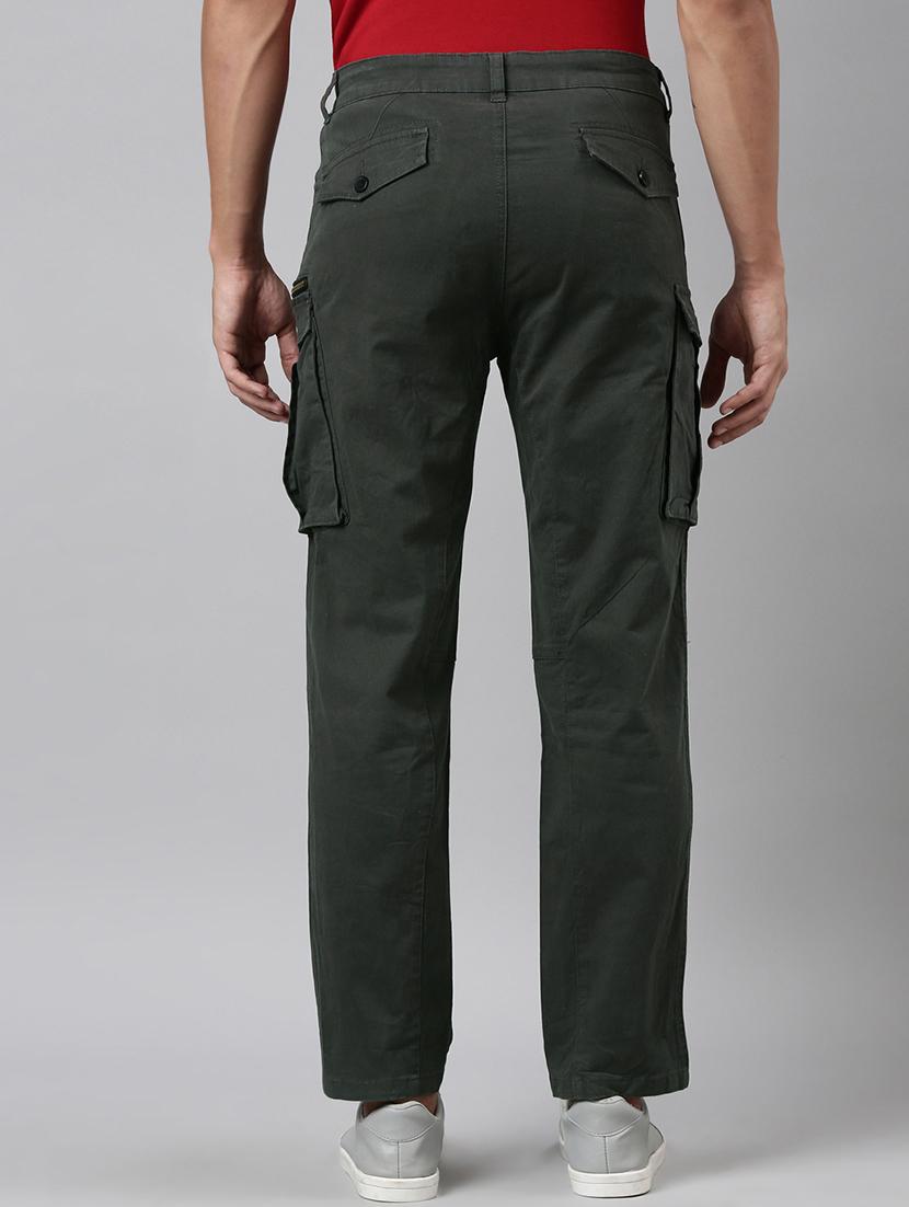 men solid mid rise straight fit cargo - 22014739 - Standard Image - 2