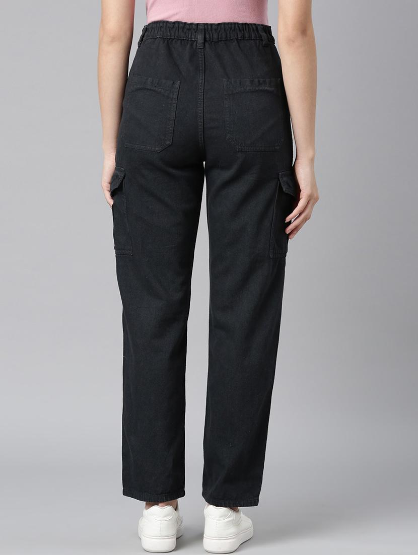 women solid high rise denim cargo - 22014741 - Standard Image - 2