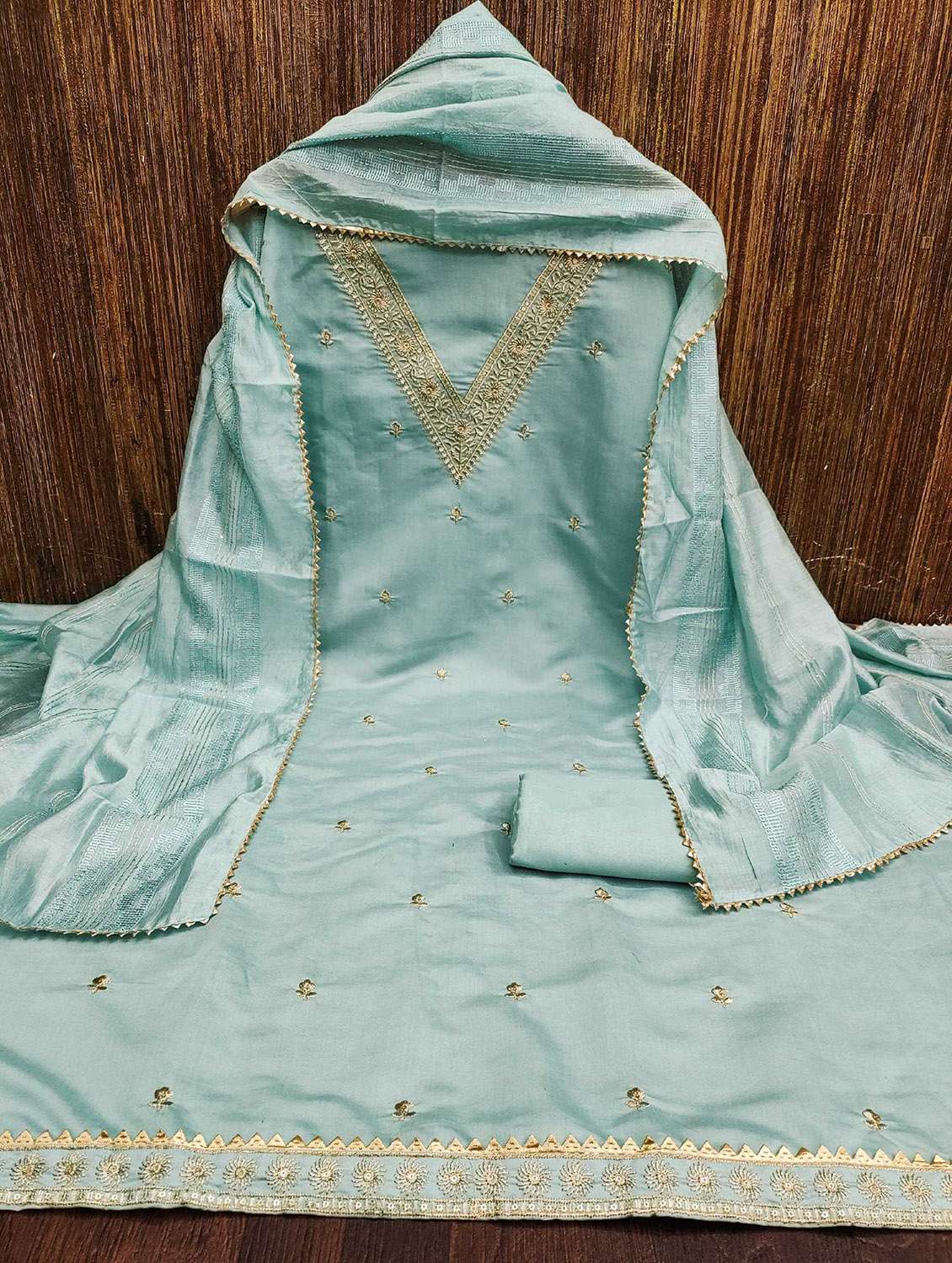 women solid with work embroidered unstitched suit set - 22016374 -  Standard Image - 2