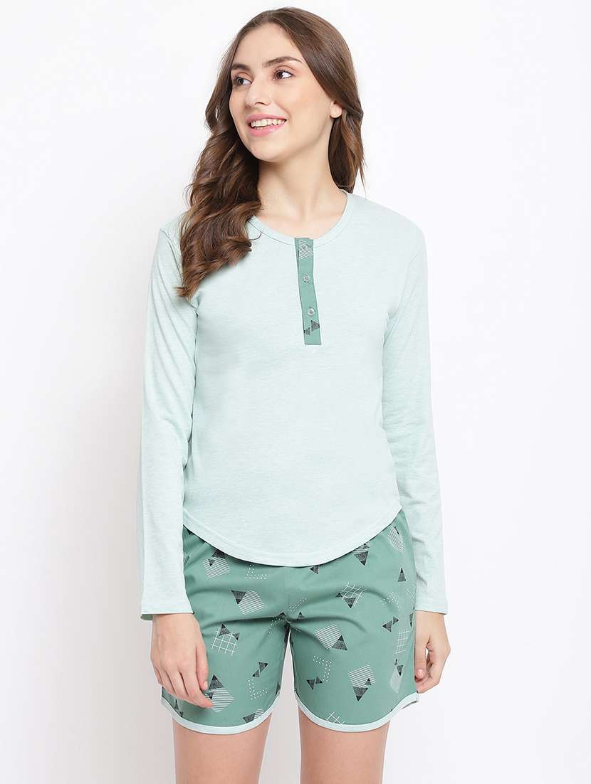 women printed nightwear shorts set - 22016379 -  Standard Image - 2