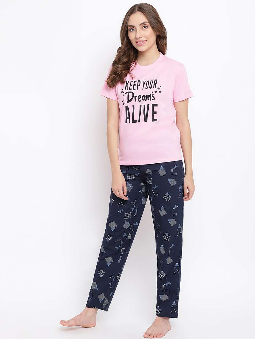 women printed nightwear pyjama set - 22016384 -  Standard Image - 2