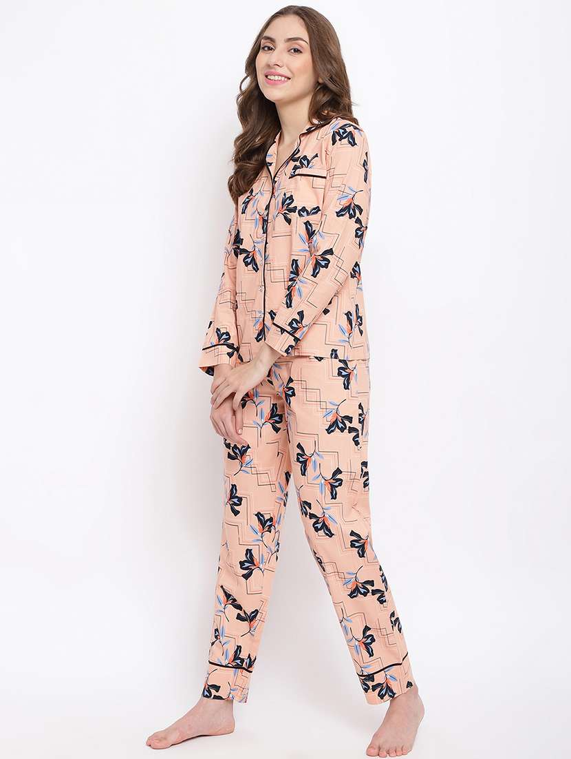women printed nightwear pyjama set - 22016390 -  Standard Image - 2