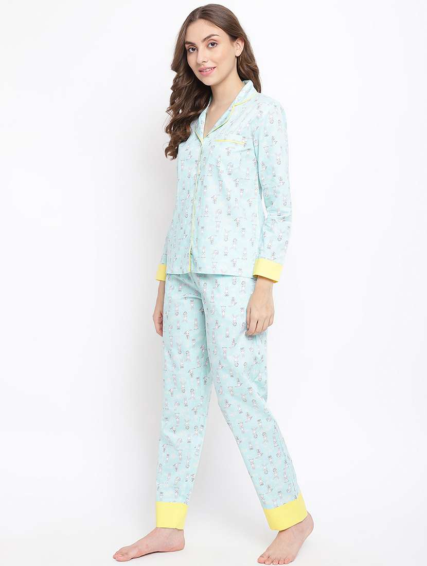 women printed nightwear pyjama set - 22016391 -  Standard Image - 2