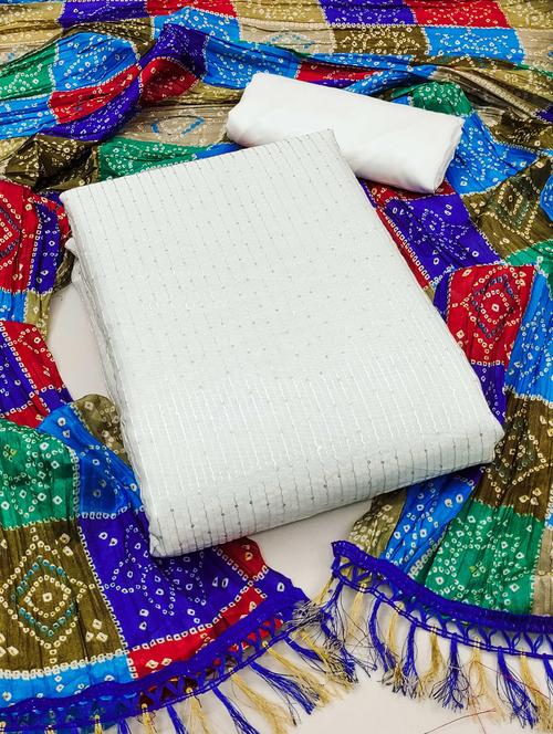 women solid with work embroidered unstitched suit set - 22016406 - Standard Image - 0