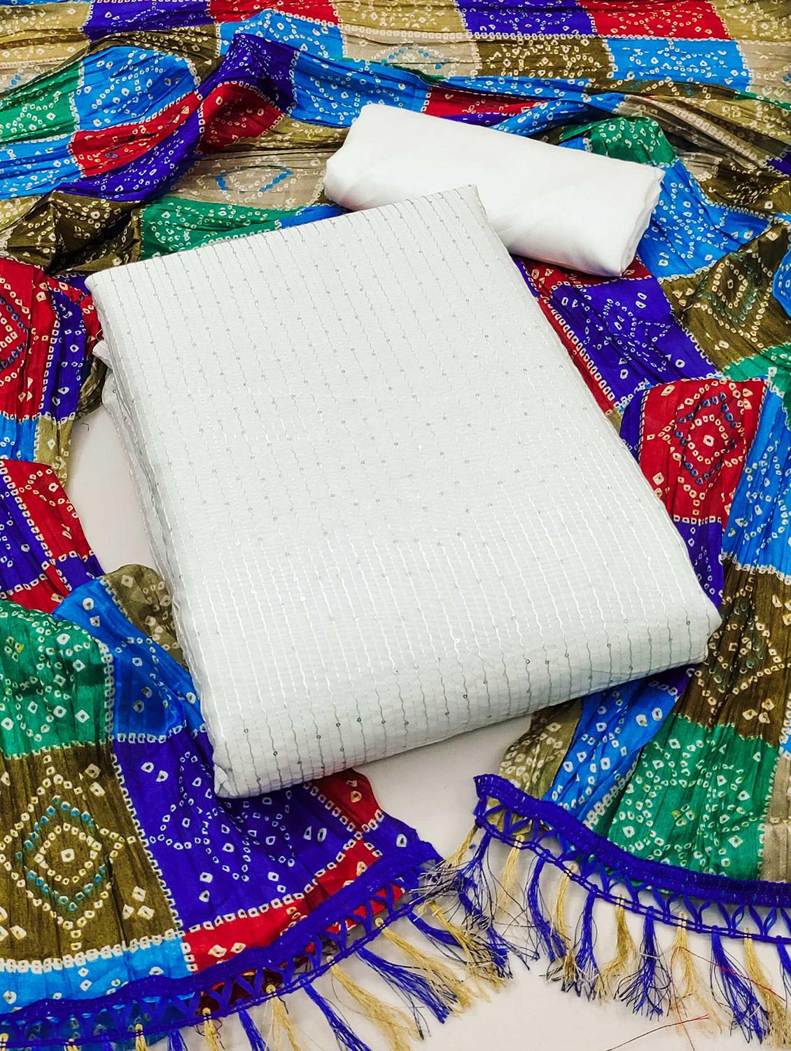 women solid with work embroidered unstitched suit set - 22016406 - Zoom Image - 0