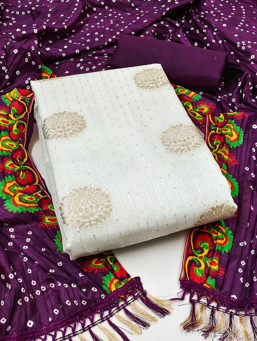 women self design zari work unstitched suit set - 22016410 - Standard Image - 0