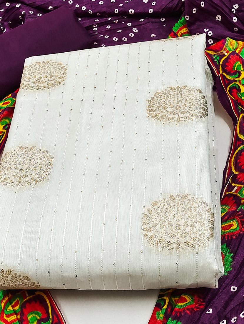 women self design zari work unstitched suit set - 22016410 - Standard Image - 2
