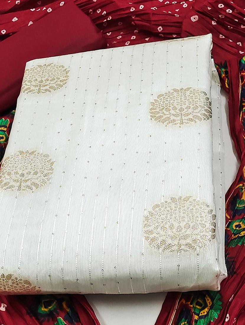 women self design zari work unstitched suit set - 22016411 - Standard Image - 2