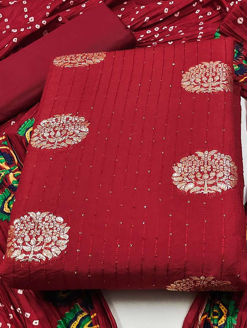 women self design zari work unstitched suit set - 22016412 -  Standard Image - 2