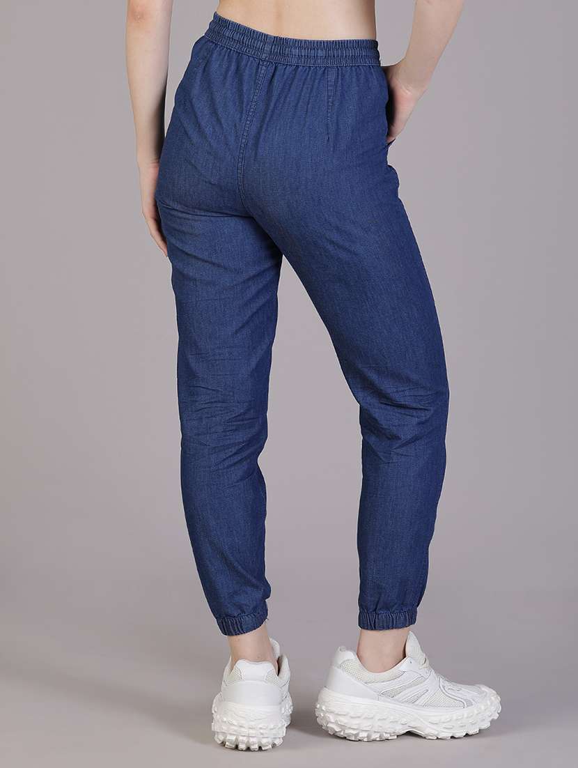 women solid high rise denim jogger - 22016423 - Standard Image - 2