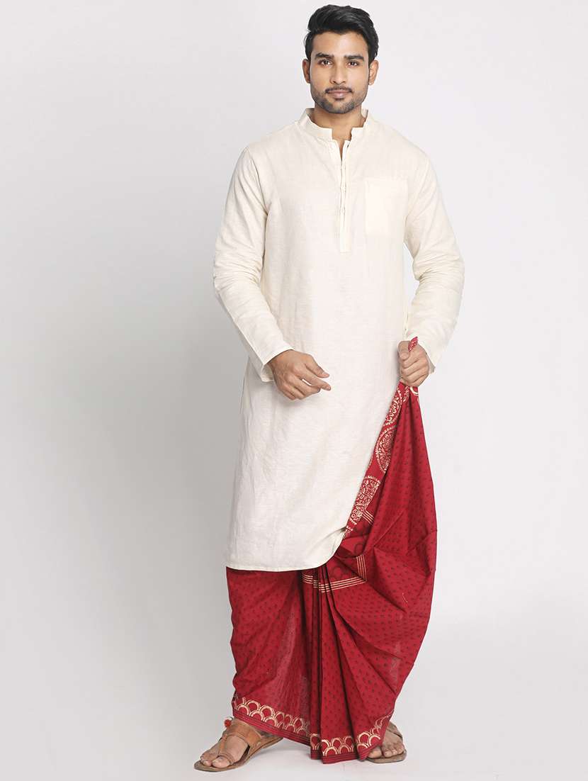 men printed mid rise draped dhoti - 22016470 - Standard Image - 2