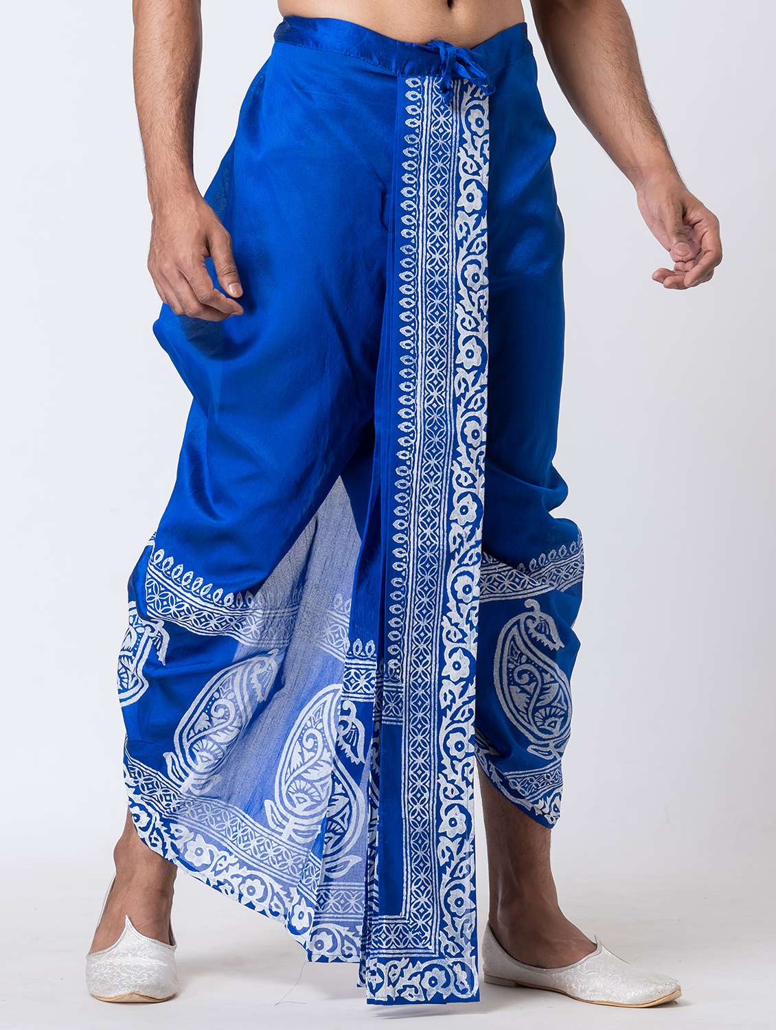 men printed mid rise draped dhoti - 22016474 - Standard Image - 2