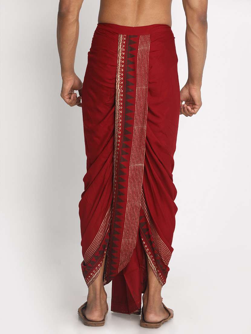 men printed mid rise draped dhoti - 22016476 - Standard Image - 2