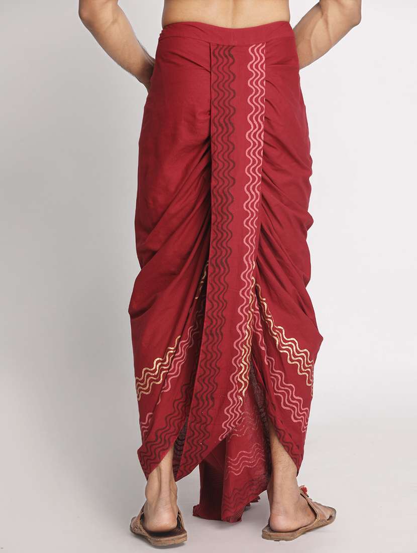 men printed mid rise draped dhoti - 22016483 - Standard Image - 2
