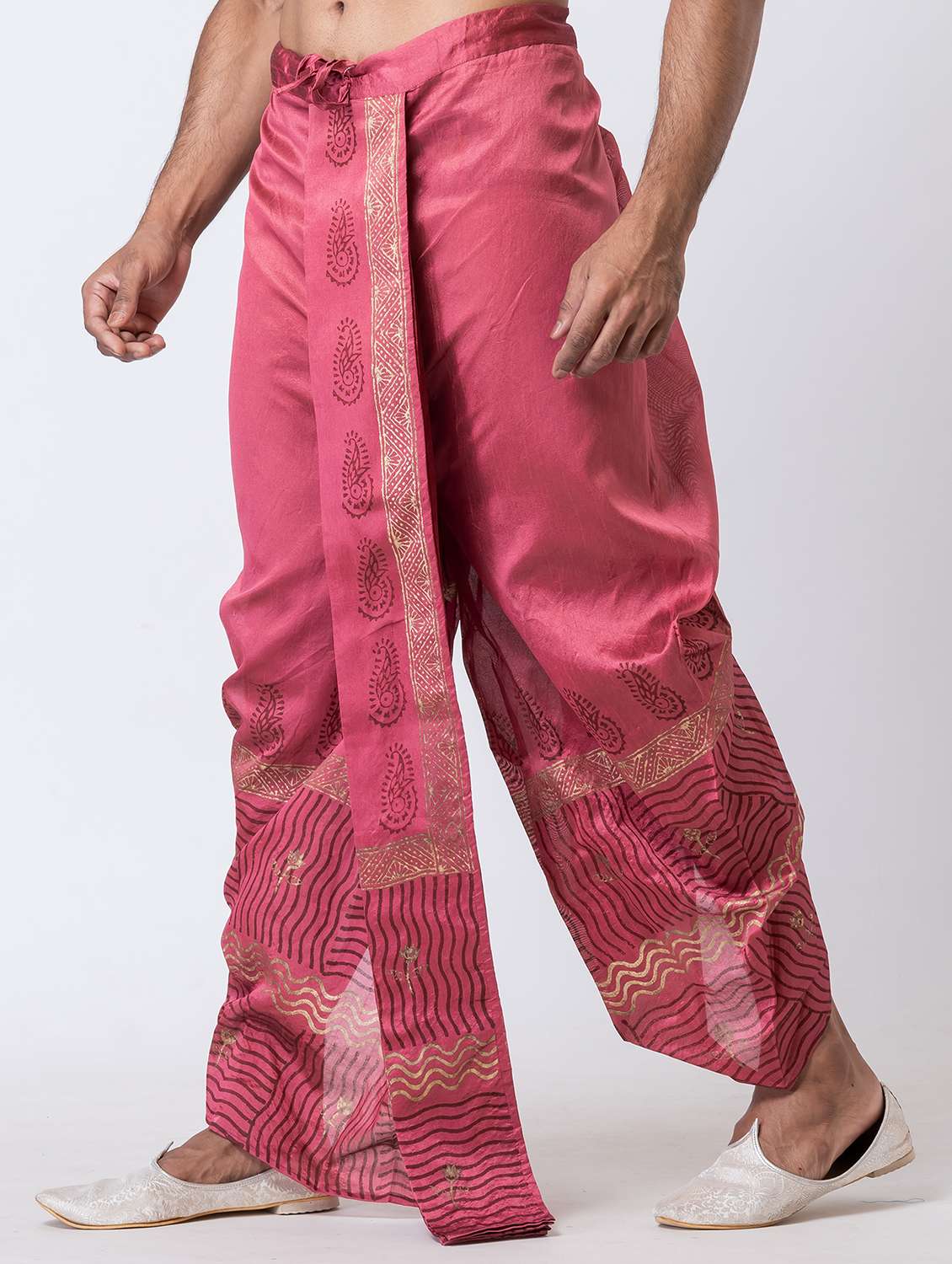men printed mid rise draped dhoti - 22016490 -  Standard Image - 2