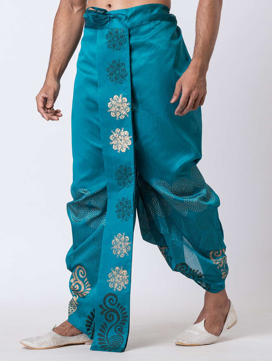 men printed mid rise draped dhoti - 22016491 -  Standard Image - 2