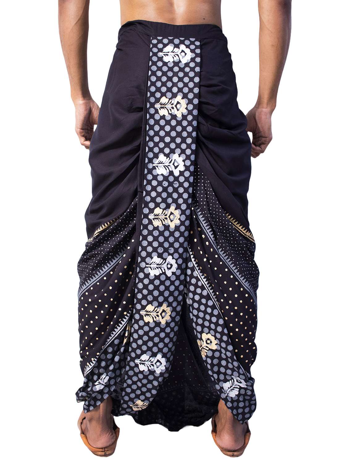 men printed mid rise draped dhoti - 22016501 -  Standard Image - 2